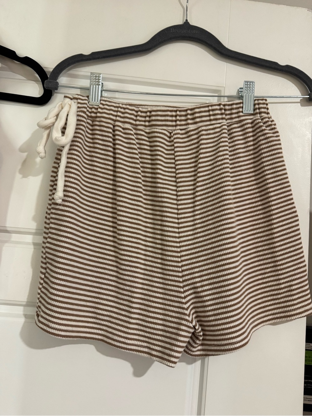 Striped Knit Polo Tank and Skort Set in Cream and Brown - Picture 5 of 5
